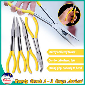 11" Inch 280mm Straight Bent Long Needle Nose Pliers Extra Long Nose Plier Straight 90 45 25 0 degree Needle Nose Plier Bent Tip Playar multi-purpose diy tool jewellery making long nose side cut long falt needle nose Muncung Tirus