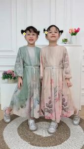 Dungdungkids Gamis Anak Olivia Ceruty Babydoll Outer Tile Free Belt 3 - 12 Tahun