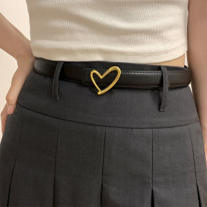 Love Buckle Womens Simple Versatile Hollow out Trendy Fashion Personalized 2025 New Denim Waist Belt Decoration