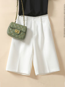 SHEBU | White Summer High Waist Loose Straight Women Shorts Five-divided Pants