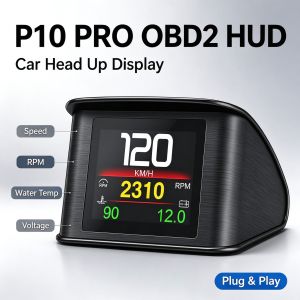 RYSJM | P10 Pro Car HUD OBD2 Head Up Display On-board Computer Speedometer RPM Water Temp Voltage Fuel Consumption Gauge Overspeed Alarm