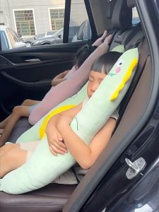 SmartKids Car Pillow - Anti-Choking Ergo Design with Breathable Beads & Crystal Fleece | Baby Travel Sleep Aid for Car Seats (Portable Safe Belt Fit)