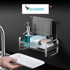 Kệ Đựng Đồ Rửa Chén Khay Đựng Chai Dầu Rửa Bát INOX SUS304 Chính Hãng SHINRAI ( Dán Tường - Size Lớn Treo Khăn )