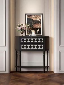 American Style Solid Wood Entrance Hall Cabinet Living Room Wall Display Cabinet Ultra Narrow Corridor Decorative Cabinet French Mid-century Wind Chest of Drawers