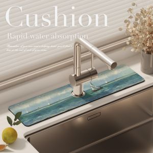 Thảm Thấm Nước Bằng Bùn Giun Silicon Van Gogh American Kitchen Tap Thảm Thấm Nước Bồn Rửa Phòng Tắm Thảm Thoát Nước