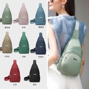 Womens Chest Bag 2024 Womens Canvas Chest Crossbody Small Bag Shoulder Small Waist Bag Lightweight Casual Sports Nylon Waterproof