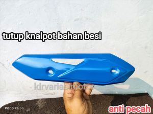 Tutup/cover knalpot Beat vario 110fi Scoopy Spacy Bahan Besi Anti pecah stanlees blue biru
