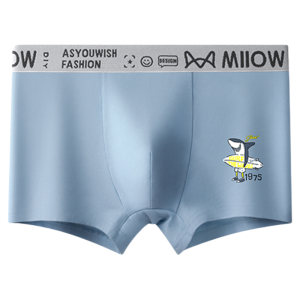 Miiow | Pure Cotton Childrens Underwear Boys Mid-to-Big Size Flat Angle Briefs Breathable Comfortable Short Pants Cartoon Style