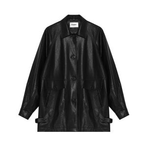 Fano | Áo Khoác Biker PU Cổ Retro