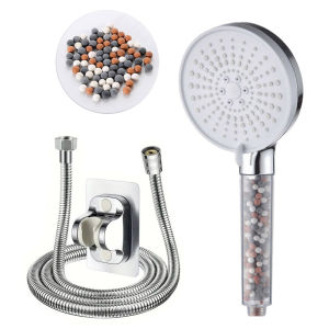 Bathroom Handheld 5-speed Adjustment Filter Booster Shower Head Negative Ion Hard Water Softening Shower Set