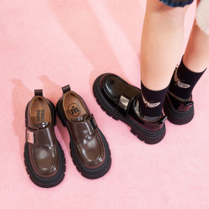 Masoomake 2025 Winter Thick Heel Chunky Sole Loafers Womens Shoes British Style Versatile Heightening Leather Shoes for Daily Wear