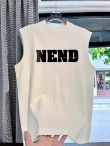 Áo Thun Cotton Mỹ Mùa Hè Dày Dặn in Chữ Thể Thao Rộng Rãi Không Tay Thời Trang Nam Áo Vest Cotton Nguyên Chất Mùa Hè Thường Ngày