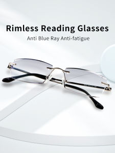 Blue Light Blocking Rimless Reading Glasses for Men Anti Blue Ray Anti-fatigue Presbyopia Eyeglasses Diopters To +4.0
