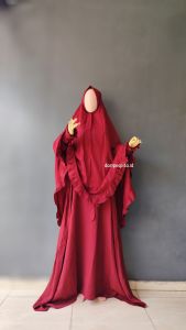 daripuspitaid Gamis Set Hijab Syari Jumbo Plus Cadar Polos Wanita Dewasa Premium Sleting depan/Gamis Wanita/Fashion Muslim Terbaru 2025/Baju Muslim Wanita/Abaya Syari/ GAMIS + HIJAB + FTEE CADAR