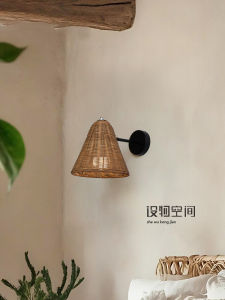 Bohemian Style Bedside Wall Lamp Designer Wicker Corridor Vintage Hallway French Mid-century Restaurant Bar Bedroom Lighting