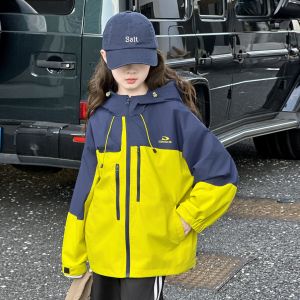 MPW | Girls Spring Autumn Loose Fit Color Block Korean Style Jacket Fashionable Outdoor Coat Warm Windproof Water Resistant Zipper Closure