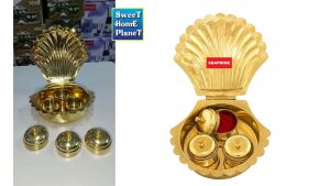 Brass Shell Shape Kori Karanda Haldi Kumkum Box