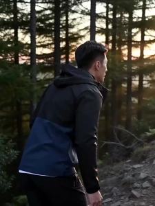Áo Khoác Nam Dài Tay Có Mũ Trùm Đầu Chắp Vá Khối Màu Lót Lông Cừu Ngoài Trời Áo Khoác Mùa Xuân Mùa Thu Mùa Đông Đi Du Lịch Có Khóa Kéo
