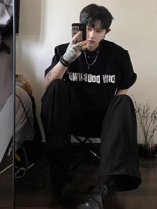 Áo Thun Nam Tay Ngắn in Chữ Laser Phong Cách Đường Phố Mùa Hè Thường Ngày Thoáng Khí Cotton 100% Dáng Rộng Thời Trang