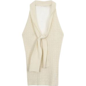 YUEZHONGWEI | Áo vest ren cổ chữ V kiểu Pháp cho nữ mùa hè Áo khoác ngoài ôm vừa vặn Áo ngắn gợi cảm dây đeo áo dài tay màu trơn