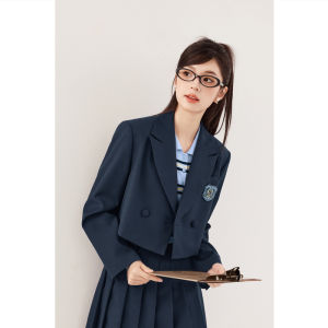SEIFINI | Retro College Style Short Padded Shoulder Notch Collar Blazer