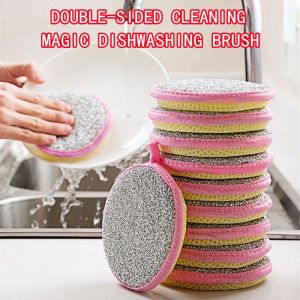 Double Side Dishwashing Sponge Pan Pot Tableware Dish Wash Brush Household Kitchen Cleaning Tools