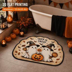 VIKAMA Cute Ghost Halloween Alien Doormat Non-Slip Shag Bathroom Mat Entryway Holiday Decorative Rug Home Decor