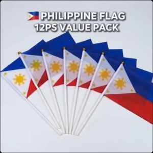 BINLU 12PCS Philippine Flag Hand Flag Mini Flag National Flag Set for School Events Independence Day Parade Celebration Party Supplies 21x14cm 28x20cm 45x30cm Ready Stock Manila
