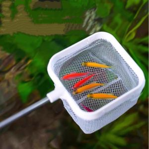 Extendable Long Handle Aquarium Square Fishing Net with Suction Cup for Catching Fish Shrimp Tank Cleaning Accessories