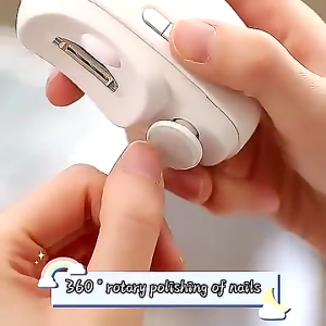 【SKIT SG】2in1 Electric Nail Clipper and Grinder – Automatic Rechargeable Nail Trimmer with Polishing and Filing Functions Safety Design with LED Light and Clip Storage Portable Electric Manicure Tool for Seniors Adults Baby Fingernail Trimming and Care