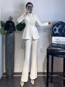 Elegant Embroidered Chinese Style Suit Set Womens High Collar Trousers Flared Pants Two Piece Set High End Retro Fashion