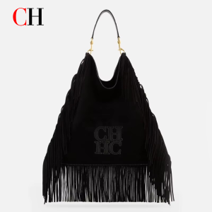 CH Fringe Hobo Bag Genuine Leather Suede Brown Large Capacity Tassel Shoulder Bag Retro Western Style Casual Handbag For Women