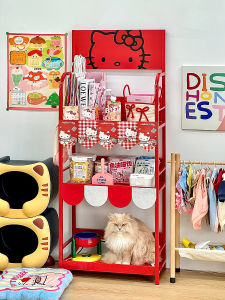 ชั้นวางของสำหรับอาหารแมวแบบทำจากเหล็กผสมสไตล์ Dopaamine ชั้นวางของสำหรับแมวพร้อมที่เก็บอาหารแมวและข้าวสต็อก