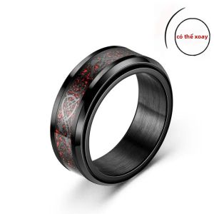 Nhẫn Thép Không Gỉ Celtic Dragon Chống Căng Thẳng Lo Âu Dành Cho Nam Chất Liệu Sợi Carbon Xoay Trang Sức Kim Loại Phong Cách Nhạc Rock Phụ Kiện Hip Hop/tiệc Tùng