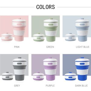 Portable Collapsible Silicone Cup 350ml Telescopic Folding Mug With Buckle