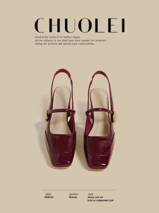 CHUOLEI | Versatile New Spring French Style Low-cut Chunky Heel Red High Heels