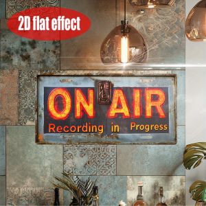 2D Flat 1pc Vintage "ON AIR" Studio Recording Metal Sign - Classic Broadcast Style Wall Decor with Illuminated Border