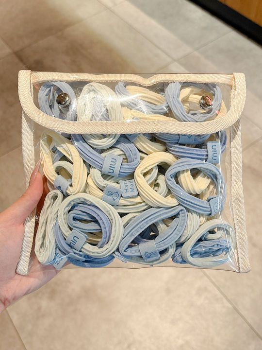 High Elasticity Sea Salt Blue Hair Ties Women's Cute Headbands Seamless Hair Ropes Fashionable Hair Accessories for Girls