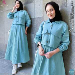 Setelan Wanita Outer Rok Sandra Oneset Pakaian Muslimah Bahan Linen Premium