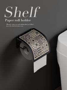 Black White Retro Style Toilet Paper Holder Box Wall Mounted No Drilling Required Tissue Box Nordic Style Bathroom Organizer