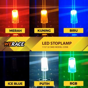 WERACE Lampu Stop LED 1157 32 SSD Model Cone Lampu Belakang DAJJAL Running Flash Kedip 12Volt DC Motor Mobil