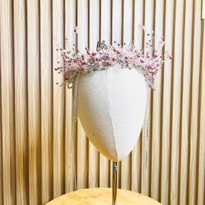 Mahkota pengantin juntai model kinaya tiara hijab taro mix rose