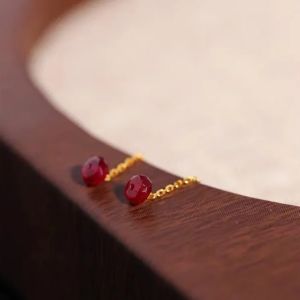 Original Design Faceted Ruby Sterling Silver Earrings