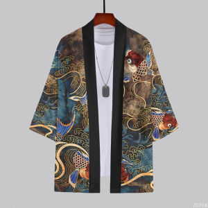 Áo Khoác Kimono Nam In 3D Họa Tiết Động Vật Mùa Hè 2026 Chất Liệu Polyester Kiểu Dáng Truyền Thống Châu Á Tay Ba Phần Bán Xuyên Biên Giới