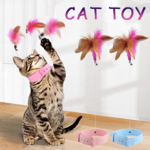 Feather Cat Collar Hanging Neck Multi-functional Funny Cat Stick Scratch-resistant Bite Cat Toy