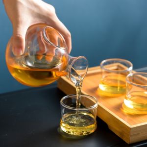 Japanese Style Sakura Pavilion Crystal Glass Wine Set Lead Free Ice Wine Bottle Pouring Vessel Wine Cup Ice Wine Maker Sake Pot