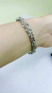 Lắc tay bạc nữ xi bạch kim kiểu xoắn hoa mai size từ 3 -10mm Lắc tay xoắn hoa mai bạc thật 950 mạ vàng trắng đẹp Vòng tay bạc nam nữ thiết kế thanh lịch và đẳng cấp - KIM LỘC PHÁT LXHM