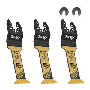 TOLESA 3PCS Extra-Long Titanium Oscillating Saw Blades Multitool Saw Blades Set for Metal Wood Plastic Wear Resistant Saw Blades