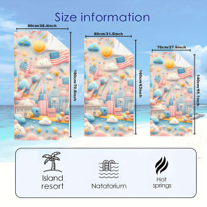 BILIBILI | cute city cloud pastel Beach Towels Ultra Lightweight Quick Drying Super Absorbent Summer Essential Fast-Drying Towel for Beach