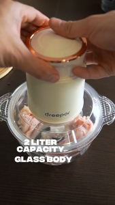 Dreepor 350W Meat Grinder Food Chopper 3L 304 Stainless Steel Food Processor for Meat Vegetables Fruits and Nuts Glass bowl